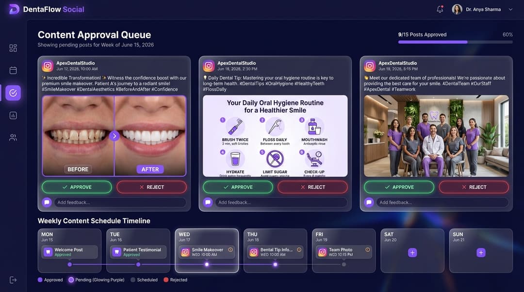 Content approval and auto-posting dashboard